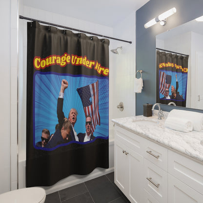 COURAGE UNDERFIRE Trump Assassination Attempt:  100% Polyester Shower Curtain - FREE SHIPPING