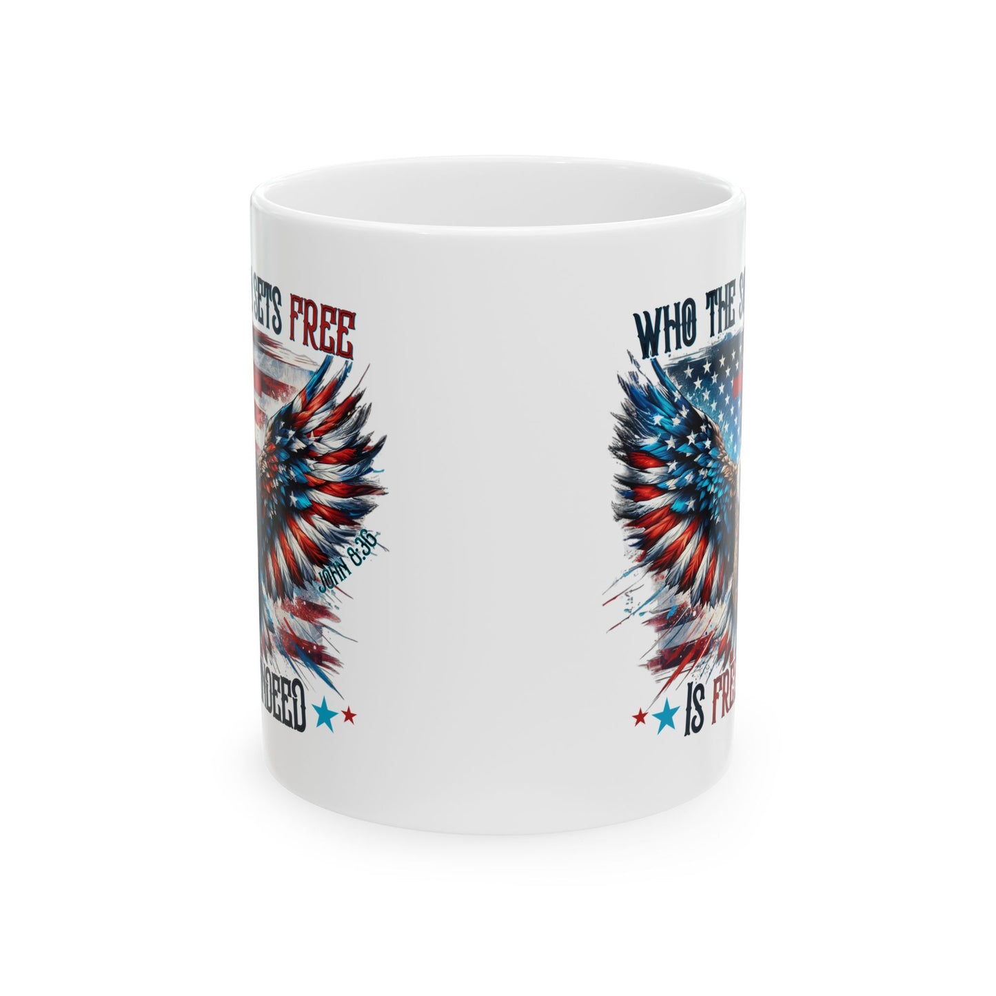 FREE INDEED Patriotic Christian Ceramic Coffee Mug (11oz, 15oz)