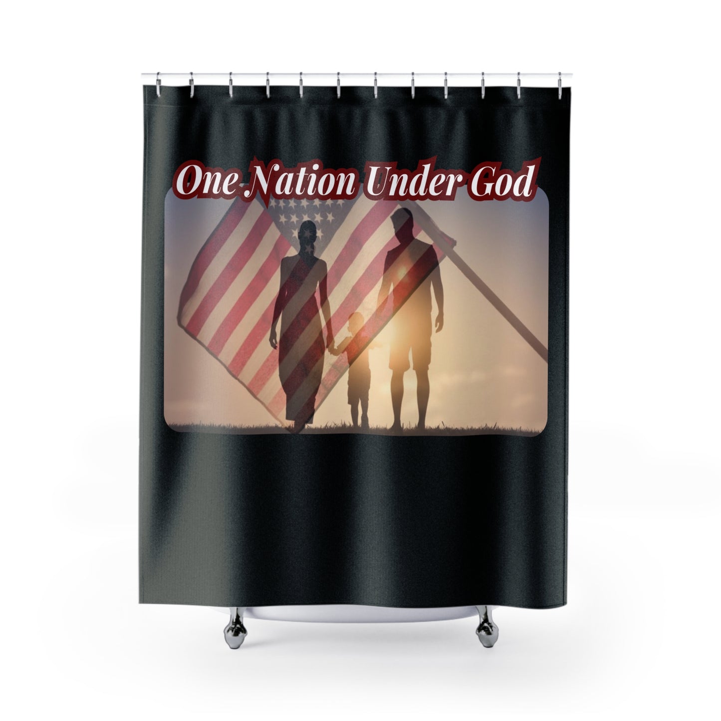 ONE NATION UNDER GOD:  100% Polyester Patriotic Christian Shower Curtain - FREE SHIPPING