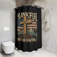 GOD IS IN CONTROL:  100% Polyester Patriotic Christian Shower Curtain - FREE SHIPPING