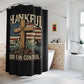 GOD IS IN CONTROL:  100% Polyester Patriotic Christian Shower Curtain - FREE SHIPPING