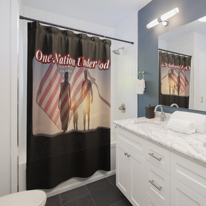 ONE NATION UNDER GOD:  100% Polyester Patriotic Christian Shower Curtain - FREE SHIPPING