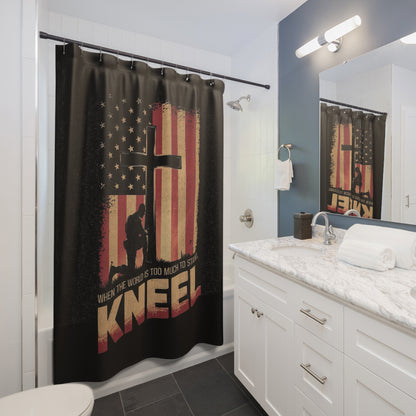 JUST KNEEL:  100% Polyester Patriotic Christian Shower Curtain - FREE SHIPPING