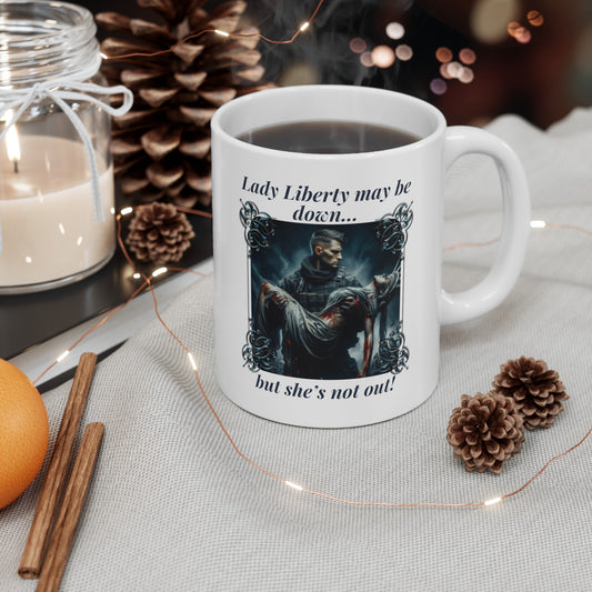 LADY LIBERTY DOWN Patriotic Military Ceramic Coffee Mug (11oz, 15oz) - FREE SHIPPING