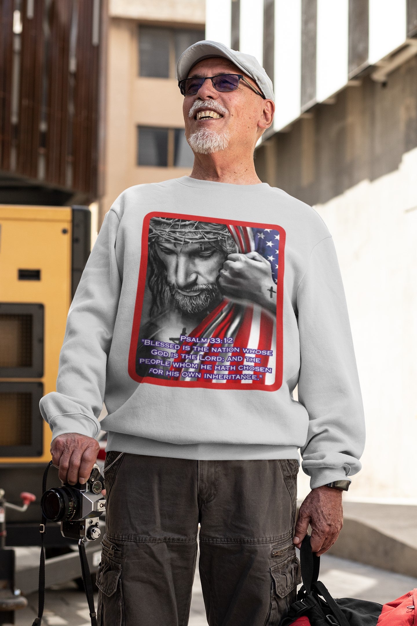 . BLESSED IS THE NATION Heavy Weight Patriotic Christian Sweatshirt (S-5XL):  Men's Gildan 18000 - FREE SHIPPING