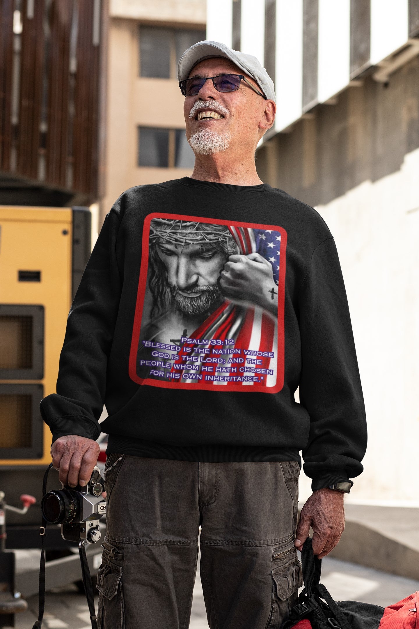 . BLESSED IS THE NATION Heavy Weight Patriotic Christian Sweatshirt (S-5XL):  Men's Gildan 18000 - FREE SHIPPING