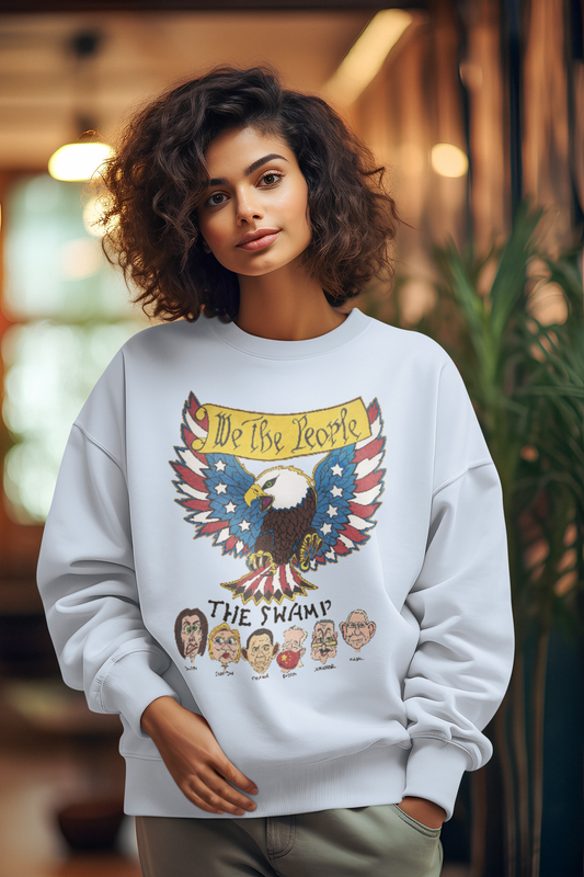 ... WE THE PEOPLE vs THE SWAMP Heavy Weight Patriotic Sweatshirt (S-5XL):  Women's Gildan 18000  - FREE SHIPPING