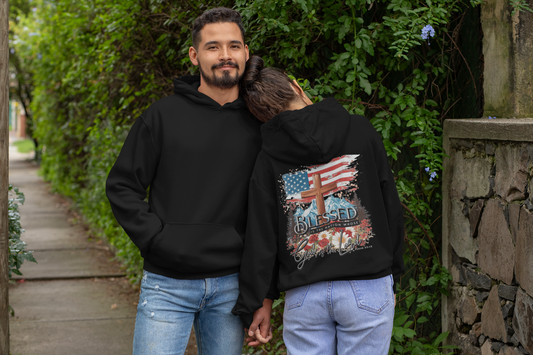 BLESSED IS THE NATION Heavy Weight Patriotic Christian Hoodie (S-5XL):  Men's & Women's Gildan 18500 - FREE SHIPPING