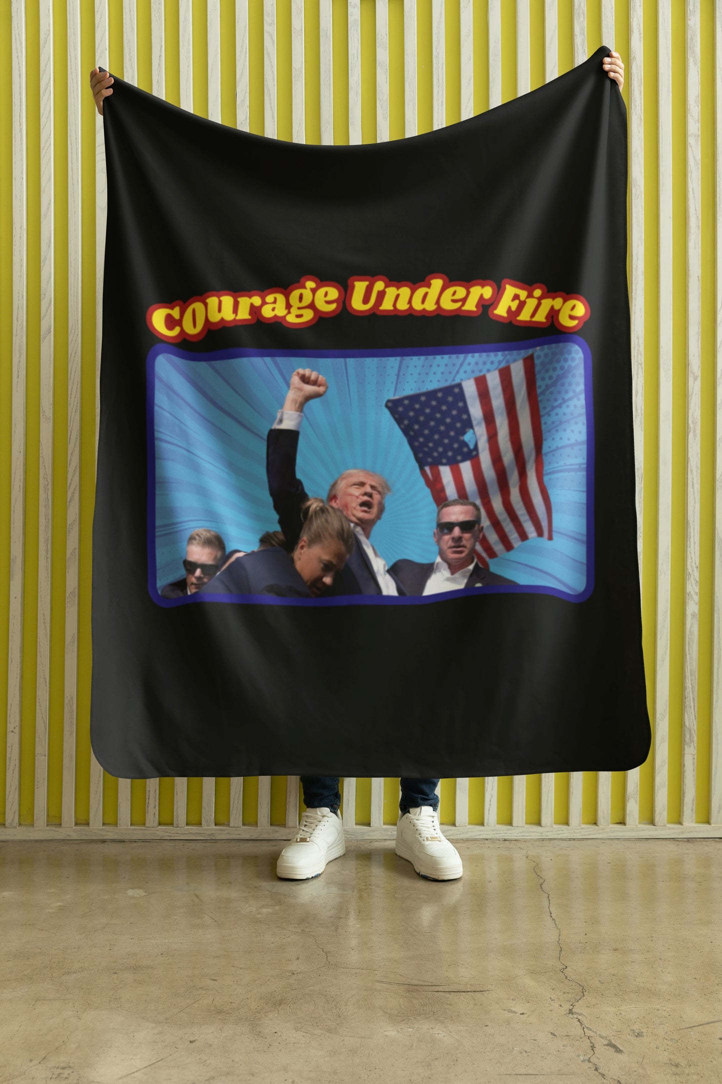 .COURAGE UNDER FIRE Trump Assassination Light Weight Velveteen Plush Blanket (3 sizes available) - FREE SHIPPING