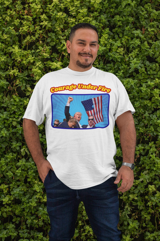 . COURAGE UNDER FIRE Plus Size Heavy Weight Patriotic T-Shirt (S-5XL):  Men's Hanes Beefy-T® - FREE SHIPPING