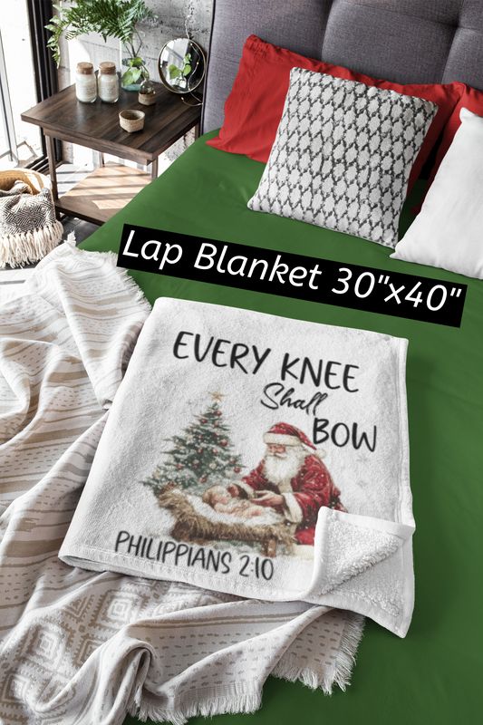 EVERY KNEE Shall BOW Light Weight Christmas Velveteen Plush Blanket (3 sizes available)