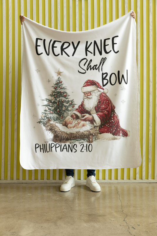 EVERY KNEE Shall BOW Light Weight Christmas Velveteen Plush Blanket (3 sizes available)