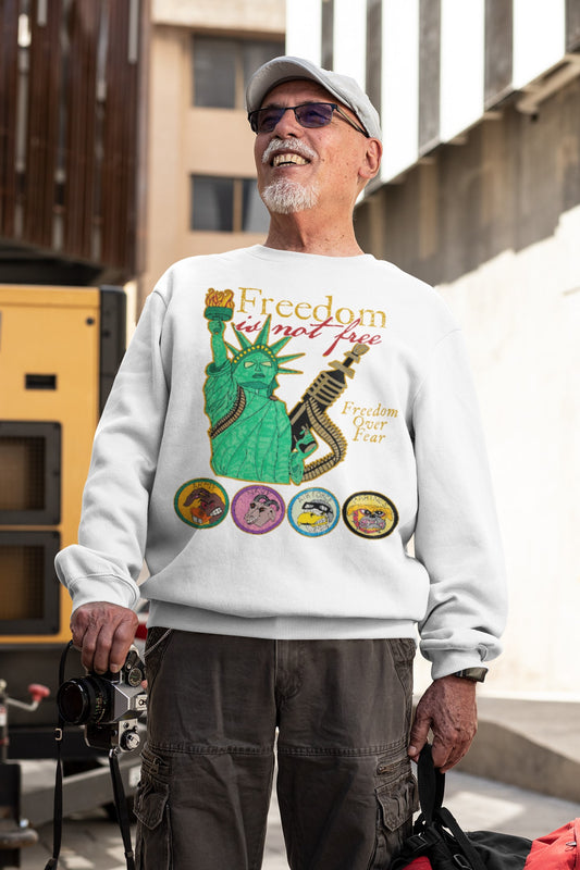 . FREEDOM IS NOT FREE Heavy Weight Patriotic Military Sweatshirt (S-5XL):  Men's Gildan 18000 - FREE SHIPPING