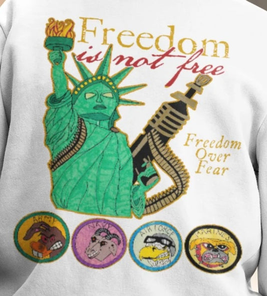 . FREEDOM IS NOT FREE Heavy Weight Patriotic Military Sweatshirt (S-5XL):  Men's Gildan 18000 - FREE SHIPPING