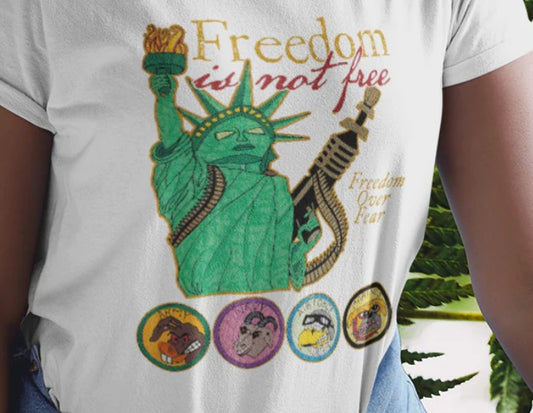 .. FREEDOM IS NOT FREE Semi-Fitted Patriotic T-Shirt (S-3XL):  Women's Gildan 5000L - FREE SHIPPING