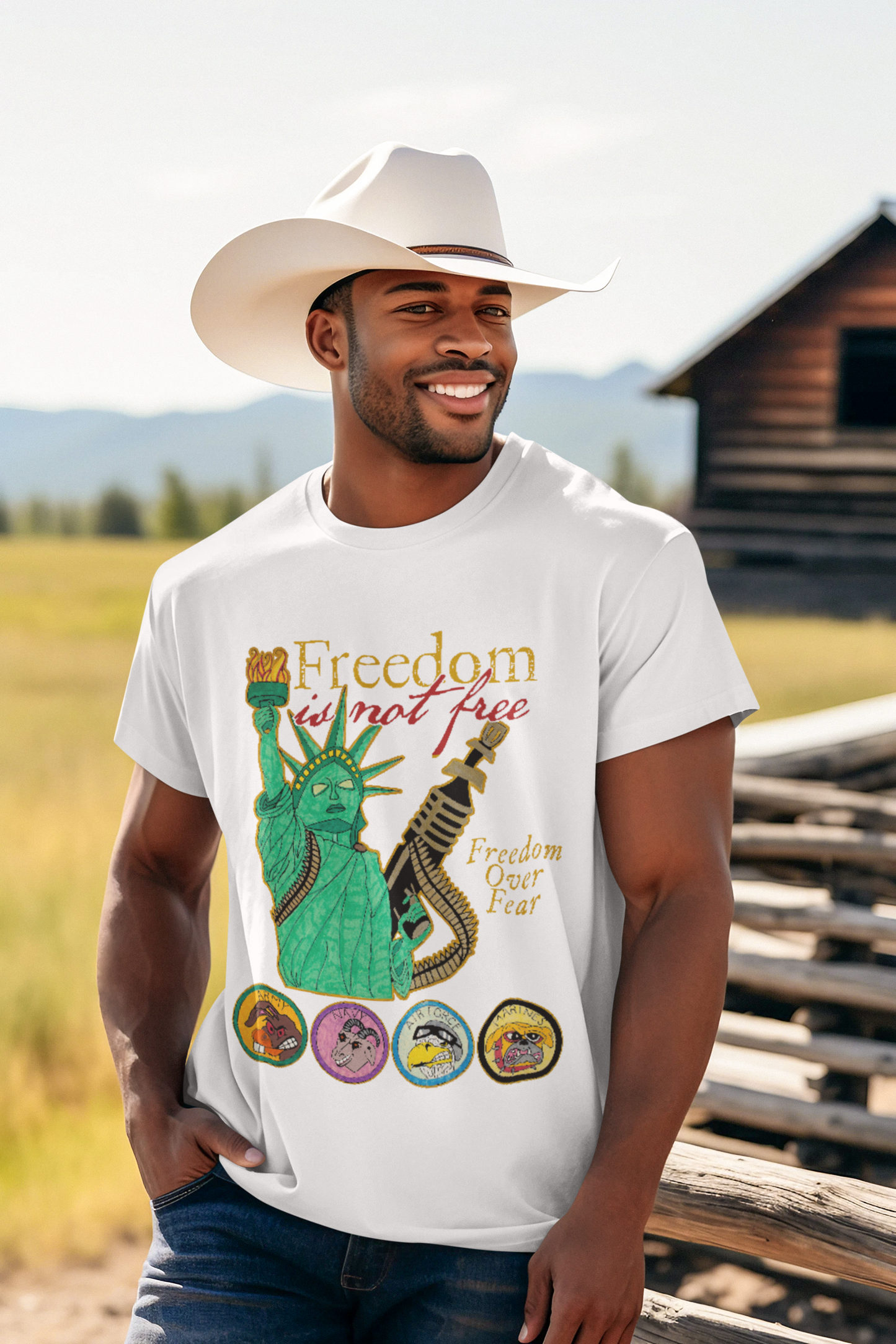 FREEDOM IS NOT FREE Patriotic Military T-Shirt (S-5XL):  Men's Medium Weight Gildan 5000 - FREE SHIPPING