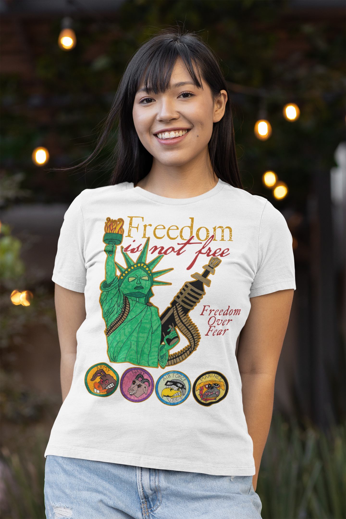 . FREEDOM IS NOT FREE Fitted Patriotic T-Shirt (S-2XL):  Women's Bella+Canvas 6004 - FREE SHIPPING