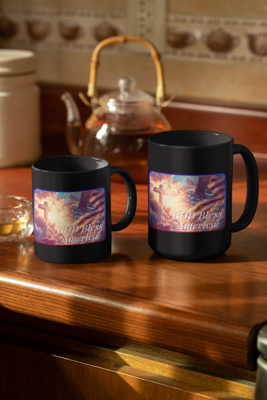 GOD BLESS AMERICA Patriotic Ceramic Coffee Mug (11oz, 15oz) - FREE SHIPPING