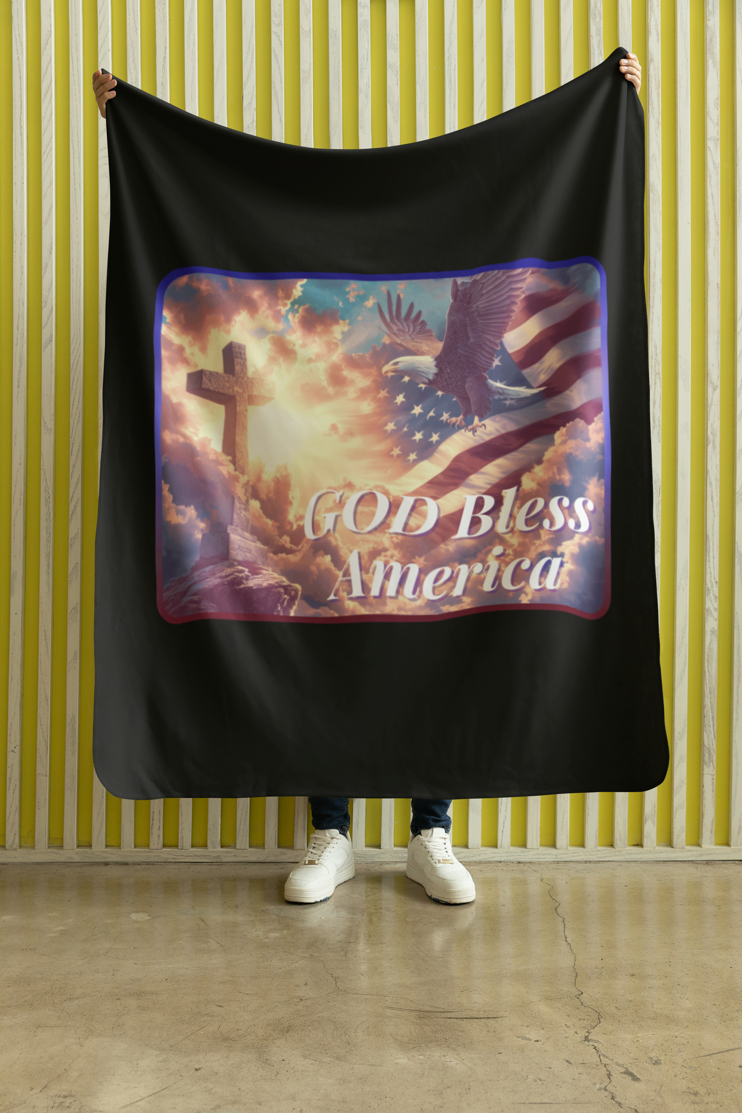 GOD BLESS AMERICA Light Weight Velveteen Plush Blanket (3 sizes available) - FREE SHIPPING