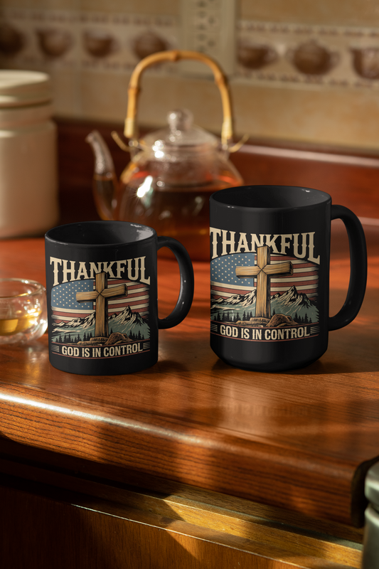 GOD IS IN CONTROL Patriotic Ceramic Coffee Mug (11oz, 15oz) - FREE SHIPPING