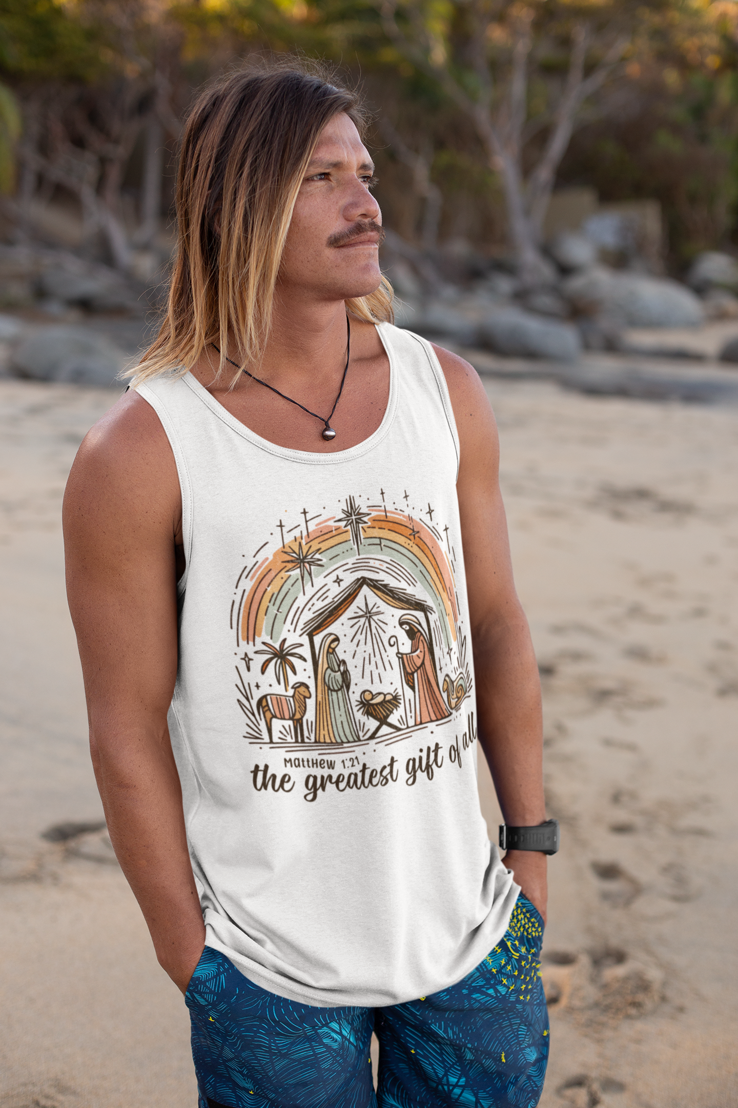 The GREATEST GIFT OF ALL Christmas Tank Top (XS-2XL):  Men's Bella+Canvas 3480 - FREE SHIPPING