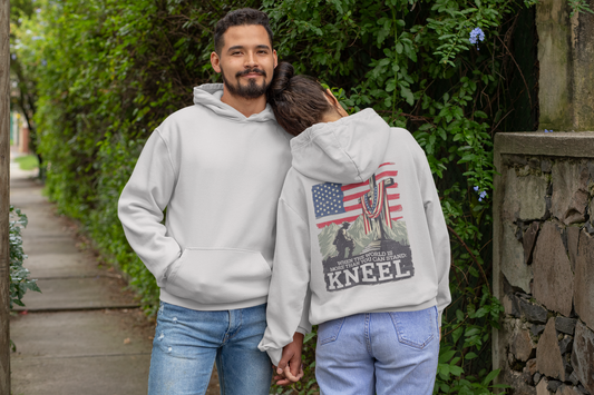 JUST KNEEL Heavy Weight Patriotic Christian Hoodie (S-5XL):  Men's & Women's Gildan 18500 - FREE SHIPPING