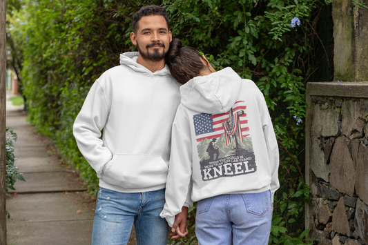 JUST KNEEL Heavy Weight Patriotic Christian Hoodie (S-5XL):  Men's & Women's Gildan 18500 - FREE SHIPPING