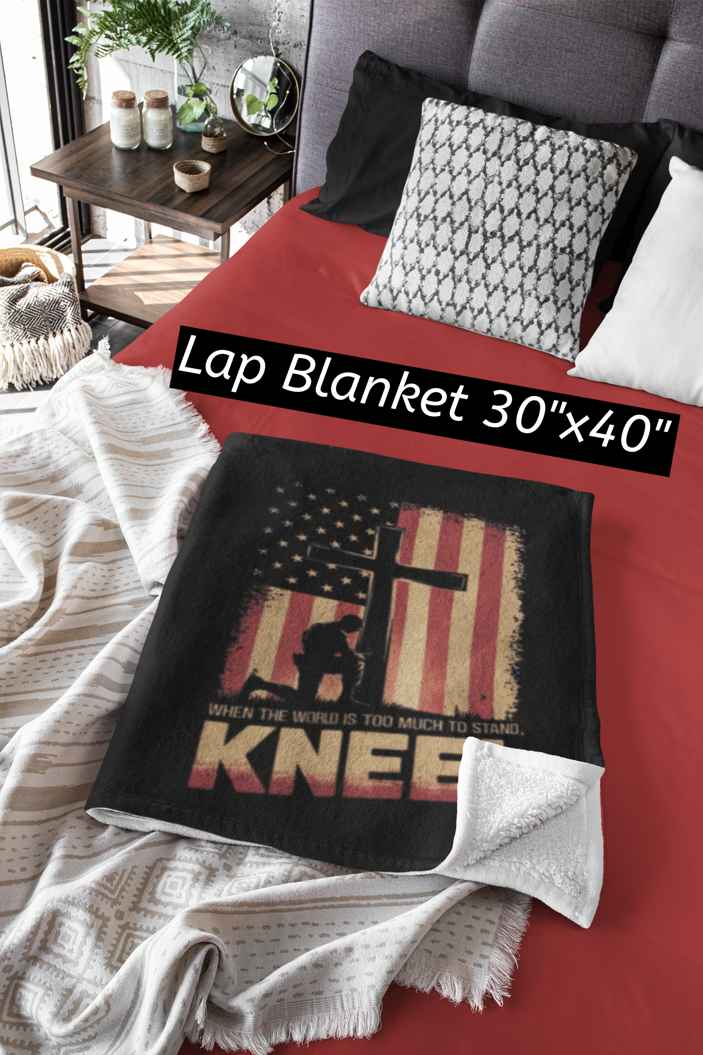 JUST KNEEL Light Weight Velveteen Plush Blanket (3 sizes available) - FREE SHIPPING