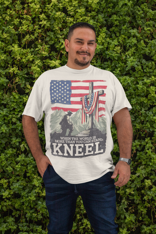 . JUST KNEEL Plus Size Heavy Weight Patriotic Christian T-Shirt (S-5XL):  Men's Hanes Beefy-T® - FREE SHIPPING