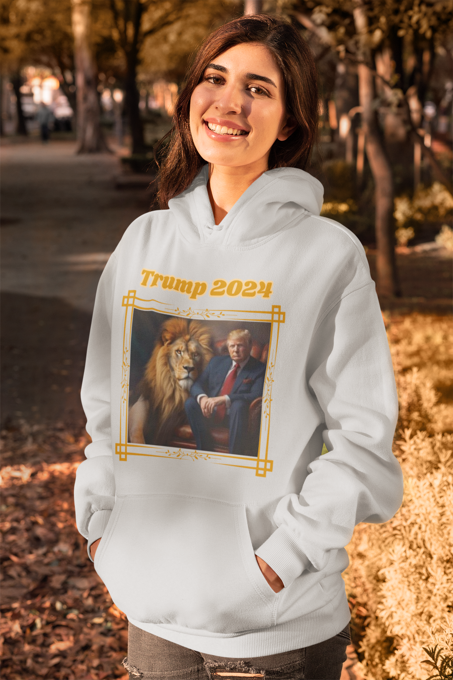 .. TRUMP 2024 Heavy Weight Patriotic Hoodie (S-5XL):  Women's Gildan 18500 - FREE SHIPPING