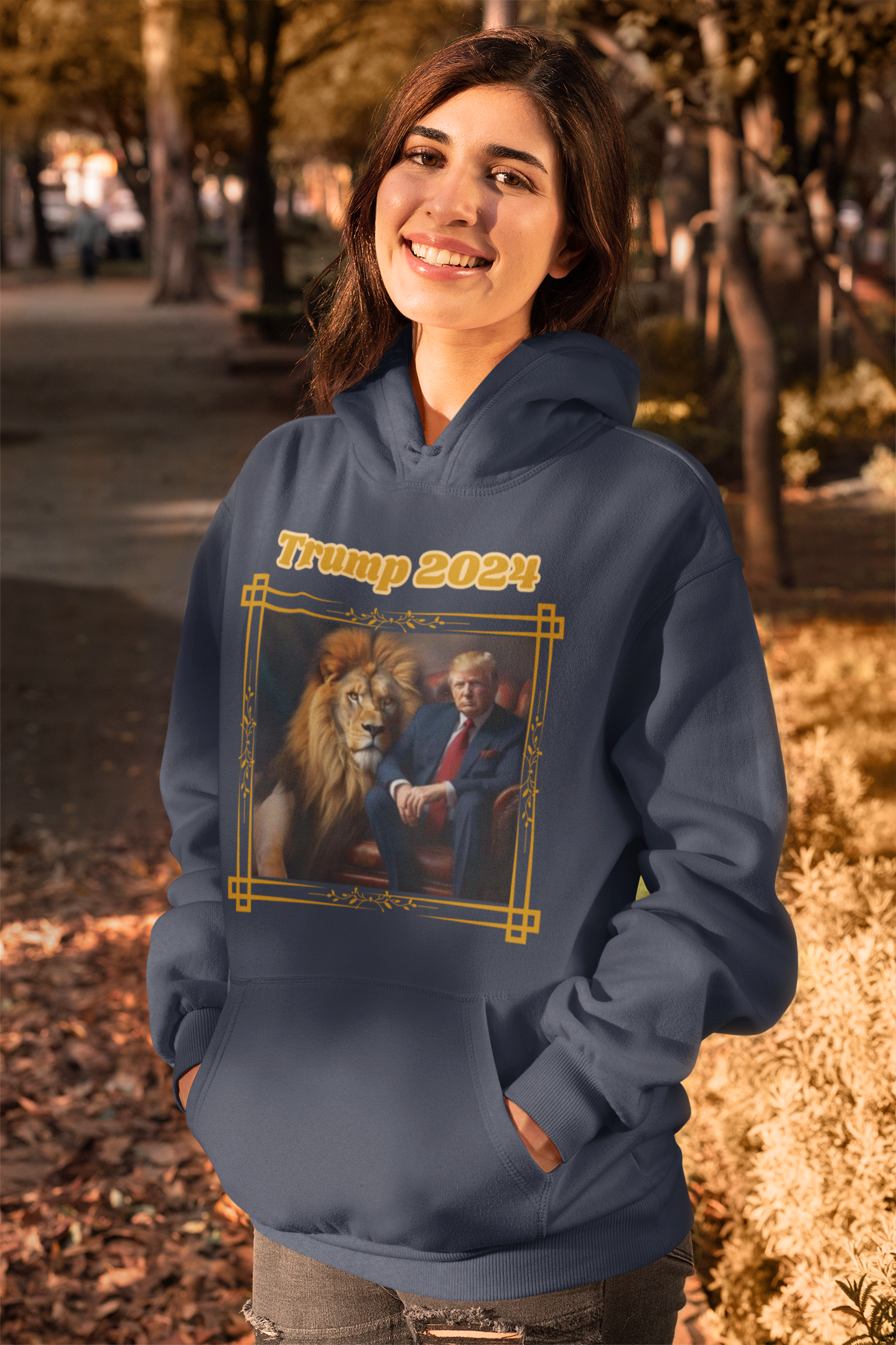 .. TRUMP 2024 Heavy Weight Patriotic Hoodie (S-5XL):  Women's Gildan 18500 - FREE SHIPPING