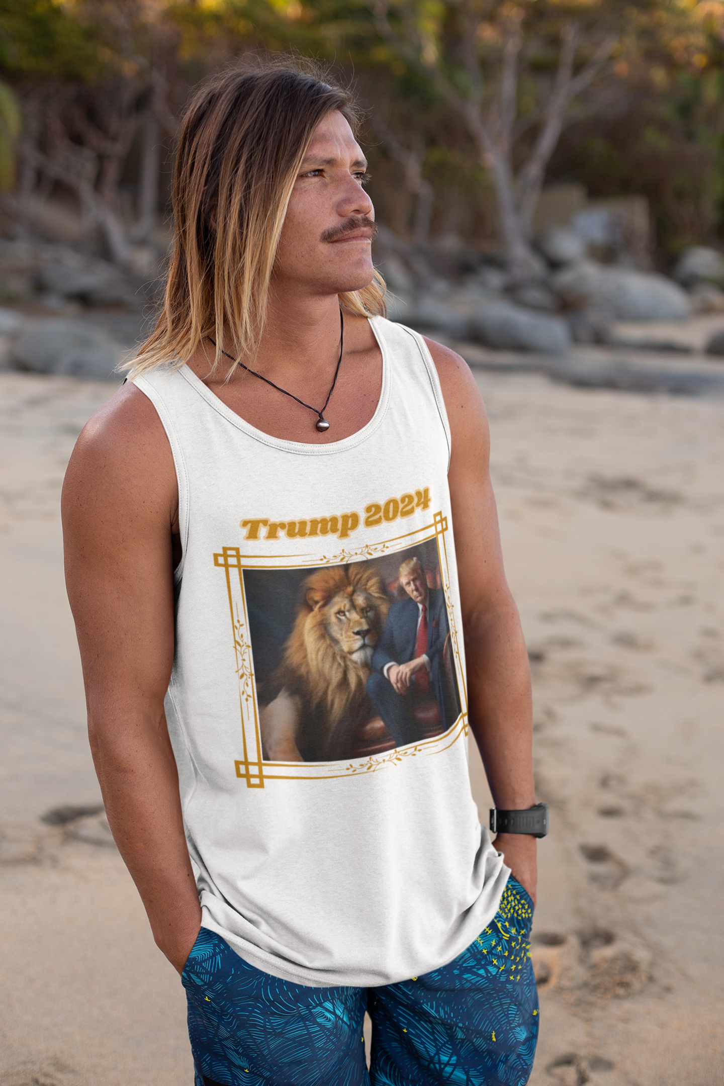 . TRUMP 2024 Patriotic Tank Top (XS-2XL):  Men's Bella+Canvas 3480 - FREE SHIPPING