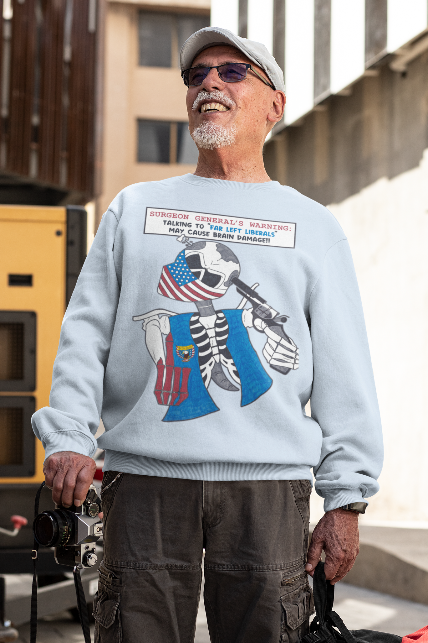 . LIBERAL BRAIN DAMAGE Heavy Weight Patriotic Biker Sweatshirt (S-5XL):  Men's Gildan 18000 - FREE SHIPPING