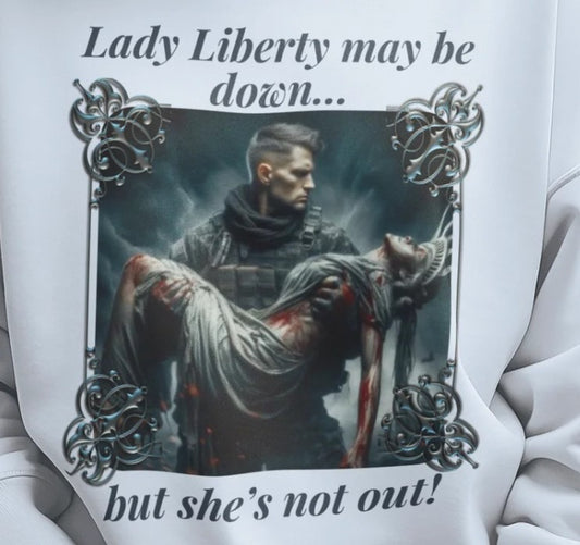 ... LADY LIBERTY DOWN Heavy Weight Patriotic Sweatshirt (S-5XL):  Women's Gildan 18000 - FREE SHIPPING
