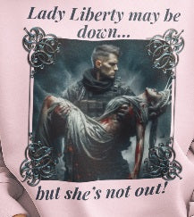 . LADY LIBERTY DOWN Heavy Weight Patriotic Military Long Sleeve T-Shirt (S-2XL):  Women's Gildan 2400 - FREE SHIPPING