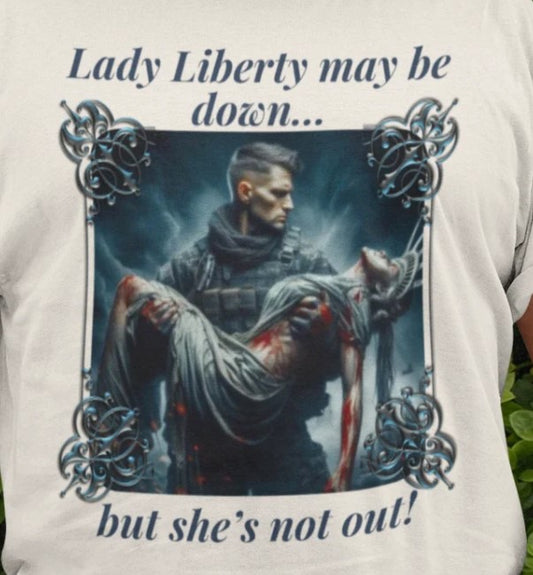. LADY LIBERTY DOWN Plus Size Heavy Weight Patriotic T-Shirt (S-5XL):  Men's Hanes Beefy-T® - FREE SHIPPING
