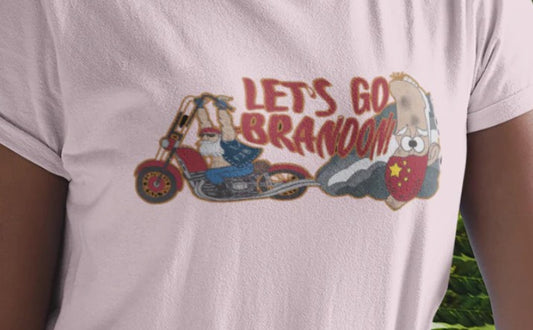 .. LET'S GO BRANDON Semi-Fitted Patriotic Biker T-Shirt (S-3XL):  Women's Gildan 5000L - FREE SHIPPING