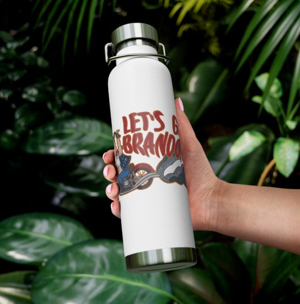 ..LET'S GO BRANDON:  22oz Copper Vacuum Insulated Patriotic Biker Bottle - FREE SHIPPING