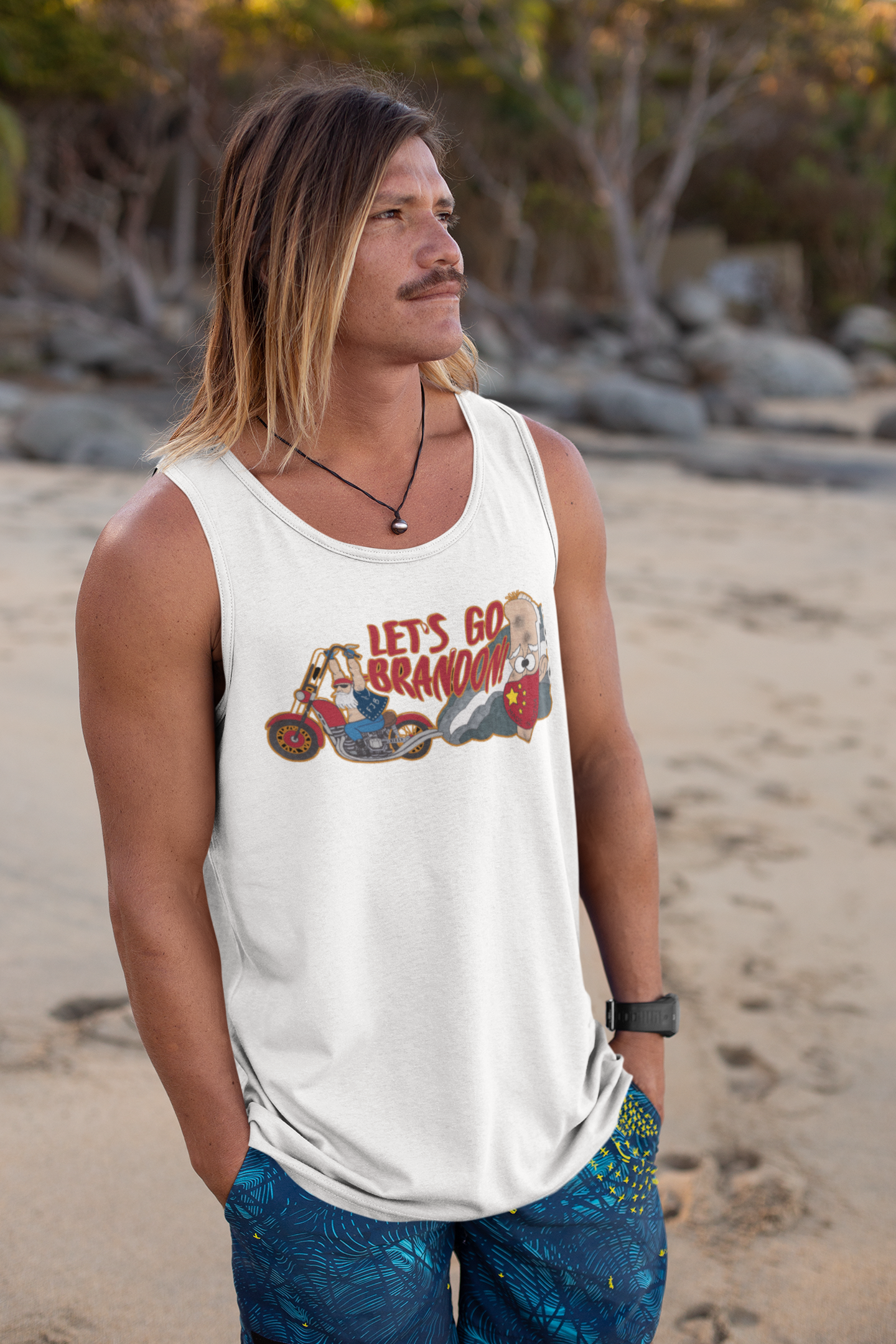 . LET'S GO BRANDON Patriotic Biker Tank Top (XS-2XL):  Men's Bella+Canvas 3480 - FREE SHIPPING