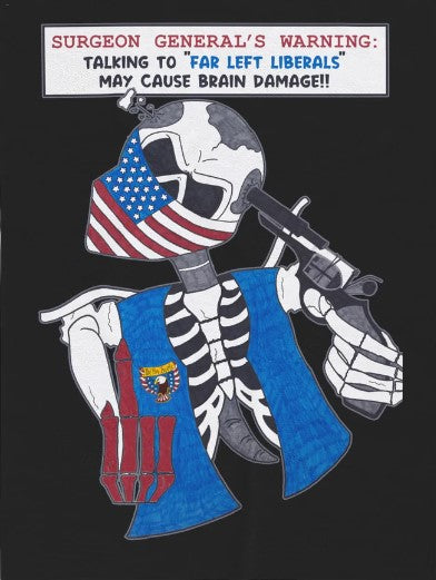 .LIBERAL BRAIN DAMAGE:  20oz Double Insulated Patriotic Biker Water Bottle - FREE SHIPPING