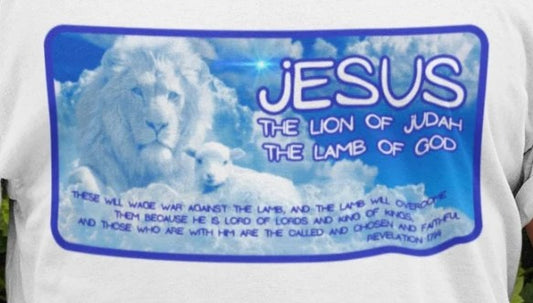 . THE LION & THE LAMB Plus Size Heavy Weight Patriotic Christian T-Shirt (S-5XL):  Men's Hanes Beefy-T® - FREE SHIPPING
