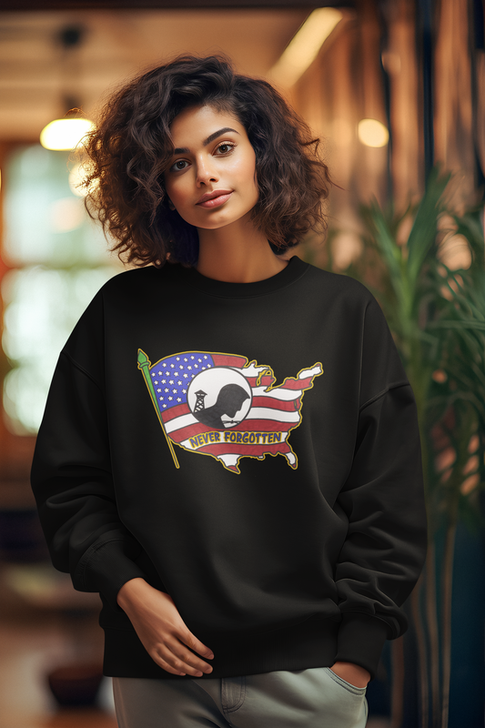 ... NEVER FORGOTTEN Heavy Weight Patriotic Sweatshirt (S-5XL):  Women's Gildan 18000 - FREE SHIPPING