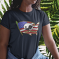 .. NEVER FORGOTTEN Semi-Fitted Patriotic T-Shirt (S-3XL):  Women's Gildan 5000L - FREE SHIPPING