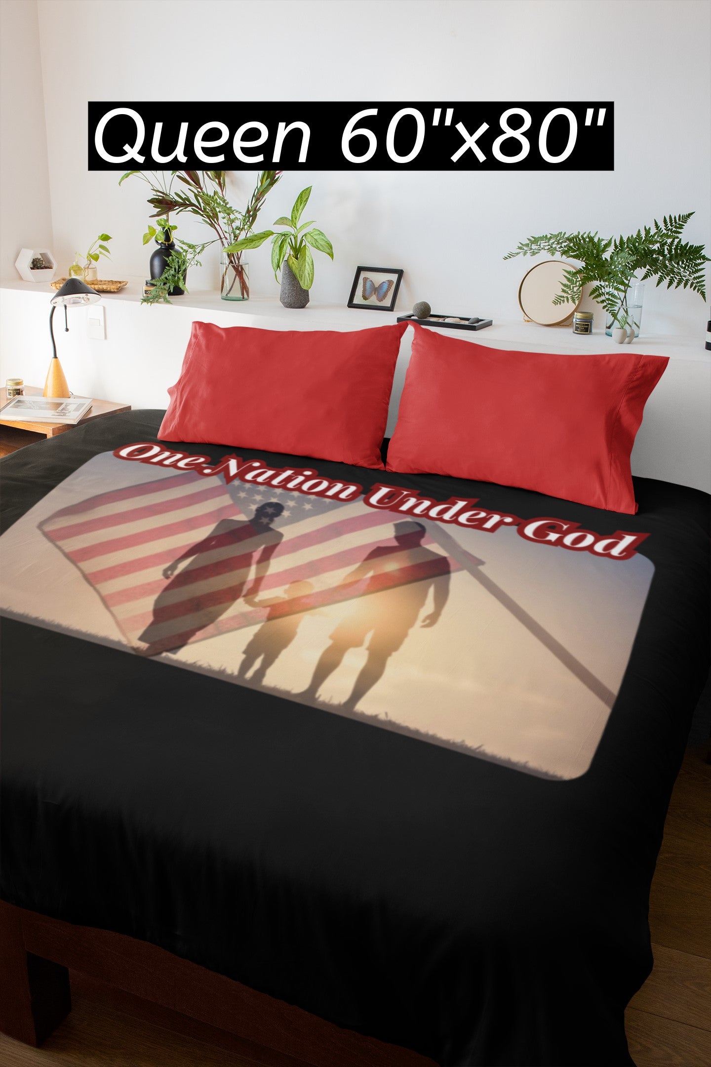 .ONE NATION UNDER GOD Light Weight Velveteen Plush Blanket (3 sizes available) - FREE SHIPPING