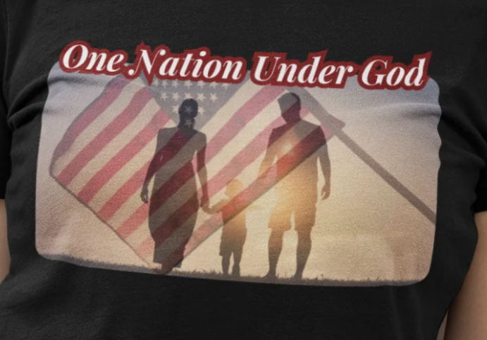 ONE NATION UNDER GOD Fitted Patriotic Christian T-Shirt (S-2XL):  Women's Bella+Canvas 6004 - FREE SHIPPING