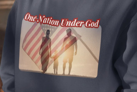 .. ONE NATION UNDER GOD Heavy Weight Patriotic Christian Hoodie (S-5XL): Women's Gildan 18500 - FREE SHIPPING