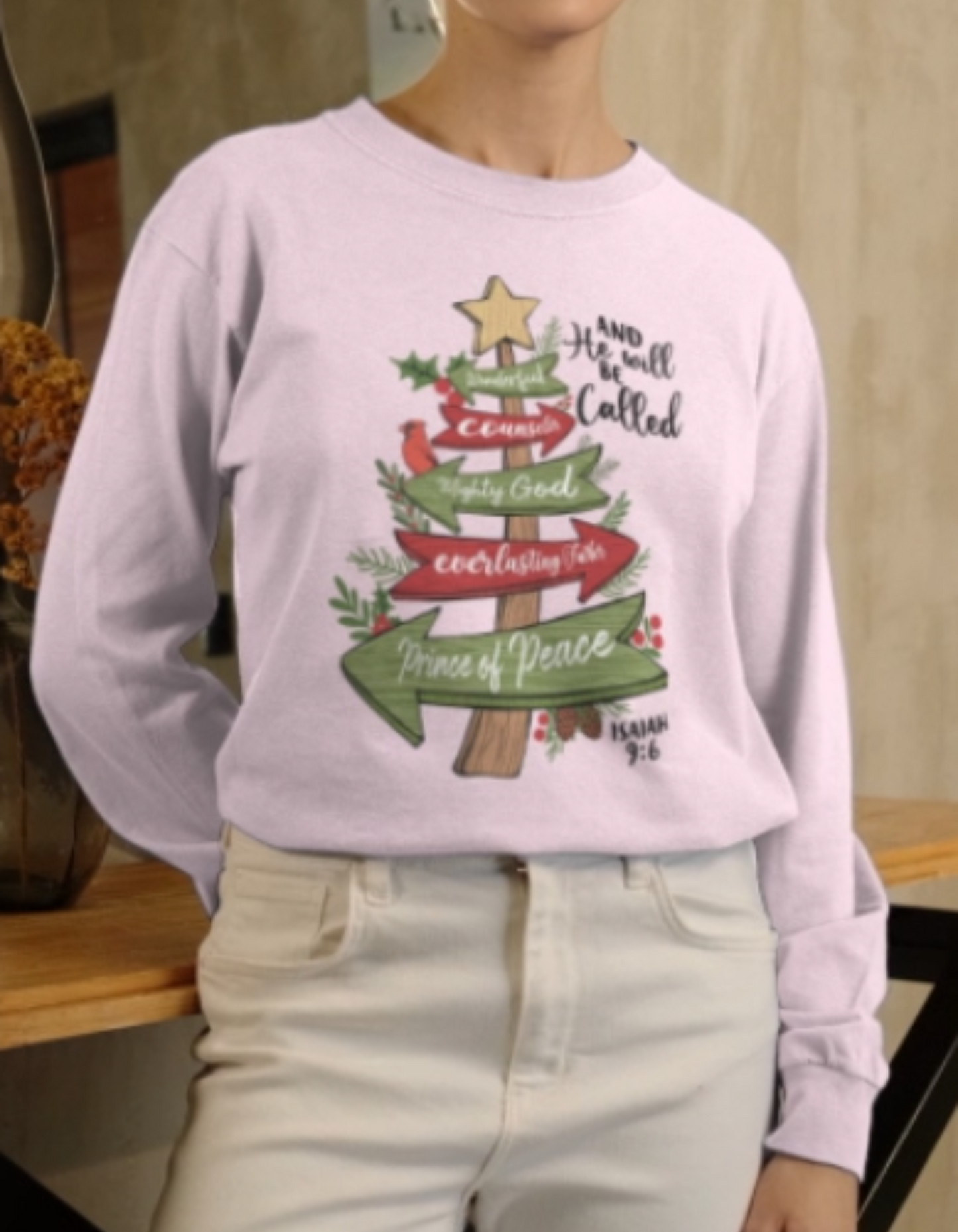 The PRINCE OF PEACE Heavy Weight Christmas Long Sleeve T-Shirt (S-2XL):  Women's Gildan 2400 - FREE SHIPPING