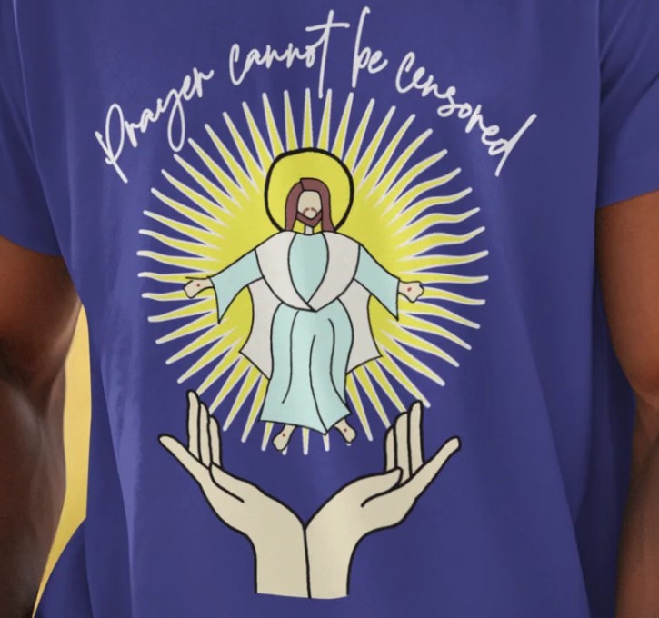 . PRAYER CANNOT BE CENSORED Patriotic Christian T-Shirt (S-5XL):  Men's Medium Weight Gildan 5000 - FREE SHIPPING