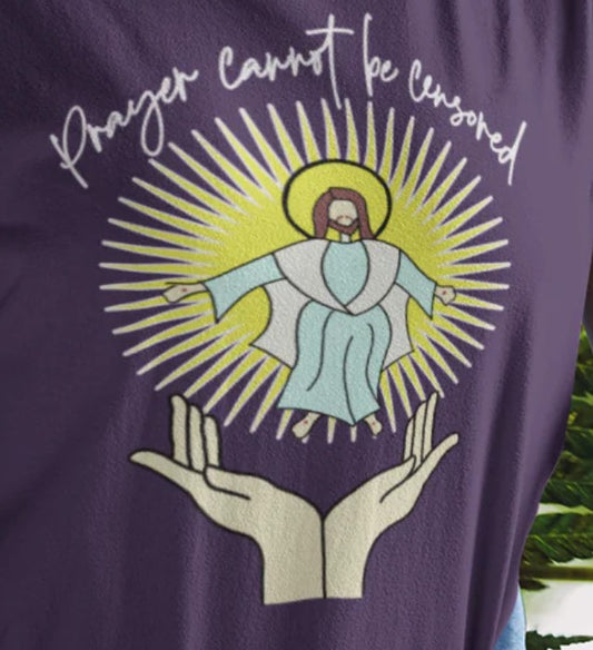 .. PRAYER CANNOT BE CENSORED Semi-Fitted Patriotic Christian T-Shirt (S-3XL):  Women's Gildan 5000L - FREE SHIPPING