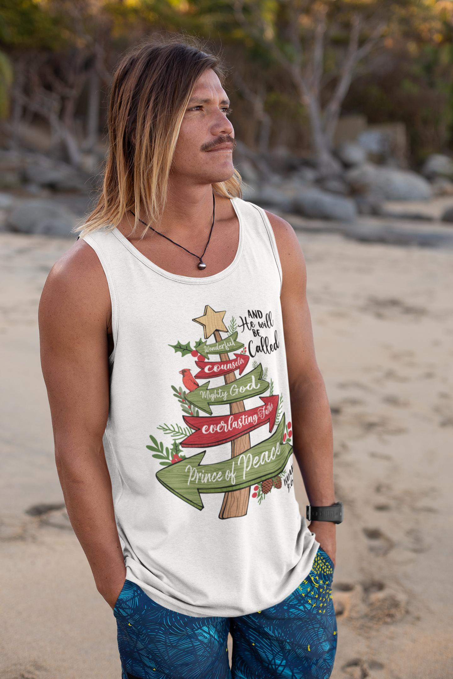 The PRINCE OF PEACE Christmas Tank Top (XS-2XL):  Men's Bella+Canvas 3480 - FREE SHIPPING